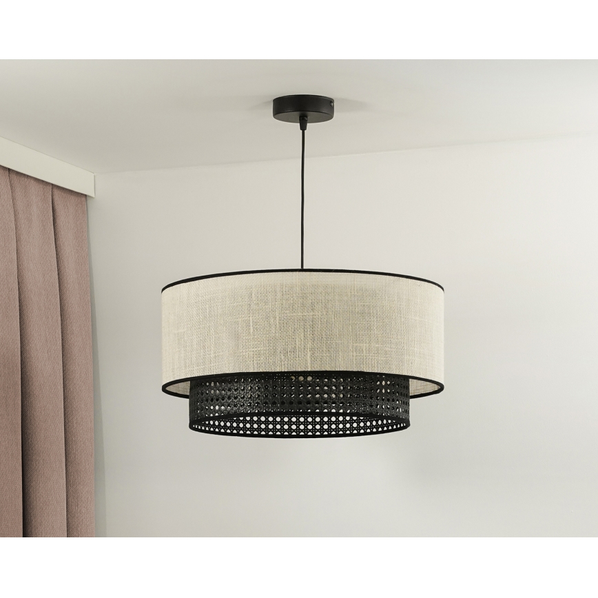 Duolla - Lühter RATTAN YUTE 1xE27/15W/230V d. 45 cm kreemikas/must