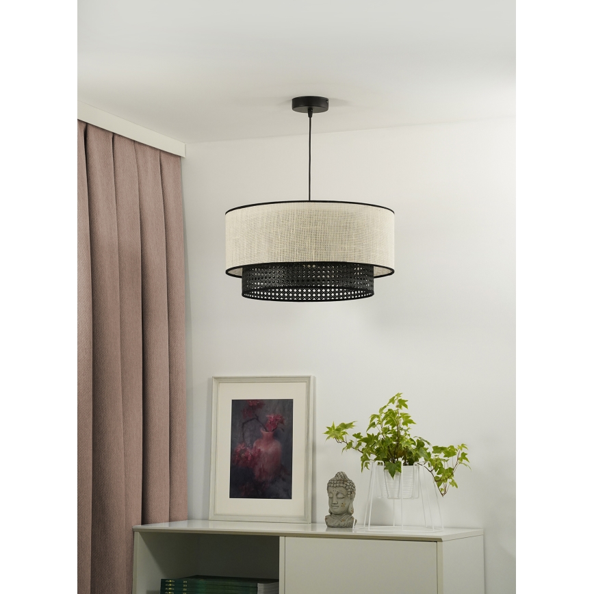 Duolla - Lühter RATTAN YUTE 1xE27/15W/230V d. 45 cm kreemikas/must