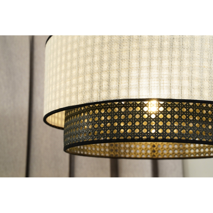 Duolla - Lühter RATTAN YUTE 1xE27/15W/230V d. 45 cm kreemikas/must