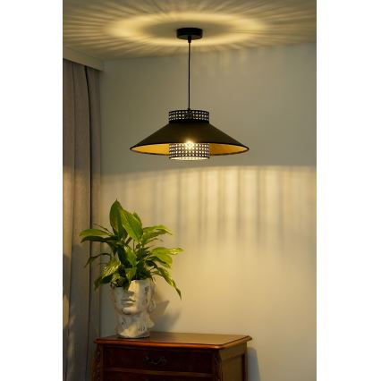 Duolla - Lühter RIO RATTAN 1xE27/15W/230V d. 45 cm must/kuldne