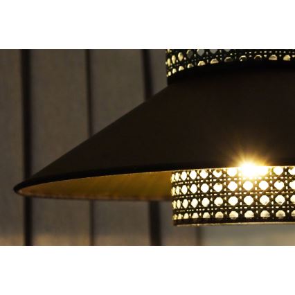 Duolla - Lühter RIO RATTAN 1xE27/15W/230V d. 45 cm must/kuldne