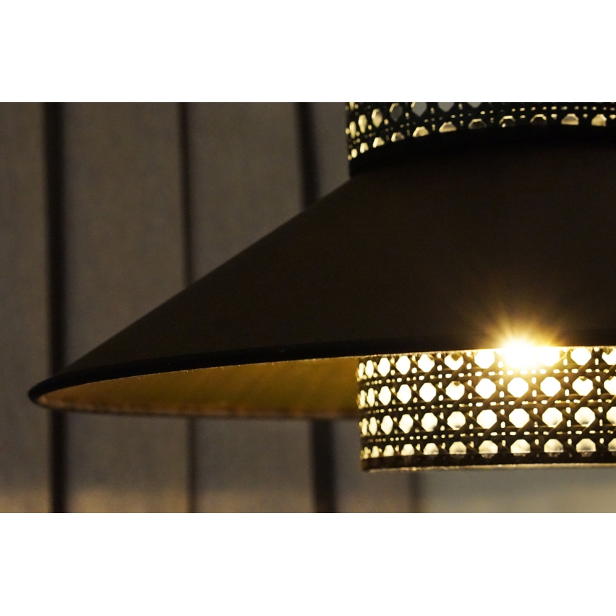 Duolla - Lühter RIO RATTAN 1xE27/15W/230V d. 45 cm must/kuldne