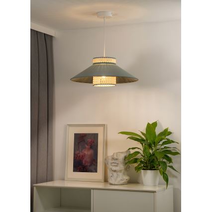 Duolla - Lühter RIO RATTAN 1xE27/15W/230V d. 45 cm roheline/rotang