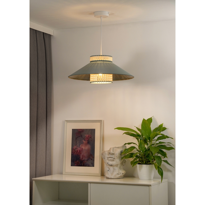 Duolla - Lühter RIO RATTAN 1xE27/15W/230V d. 45 cm roheline/rotang