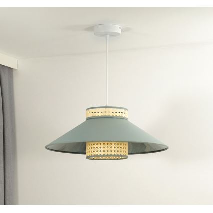 Duolla - Lühter RIO RATTAN 1xE27/15W/230V d. 45 cm roheline/rotang