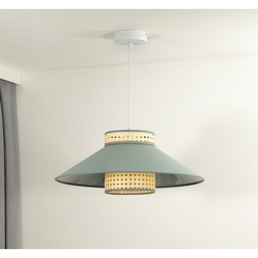 Duolla - Lühter RIO RATTAN 1xE27/15W/230V d. 45 cm roheline/rotang