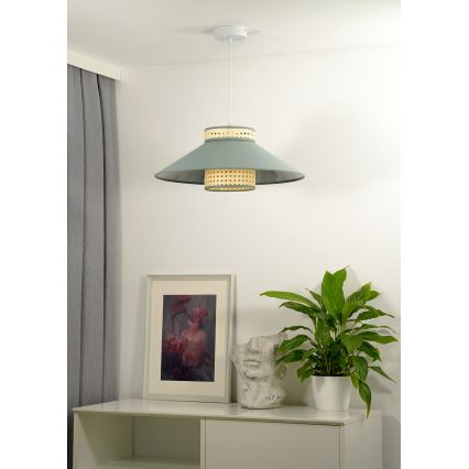 Duolla - Lühter RIO RATTAN 1xE27/15W/230V d. 45 cm roheline/rotang