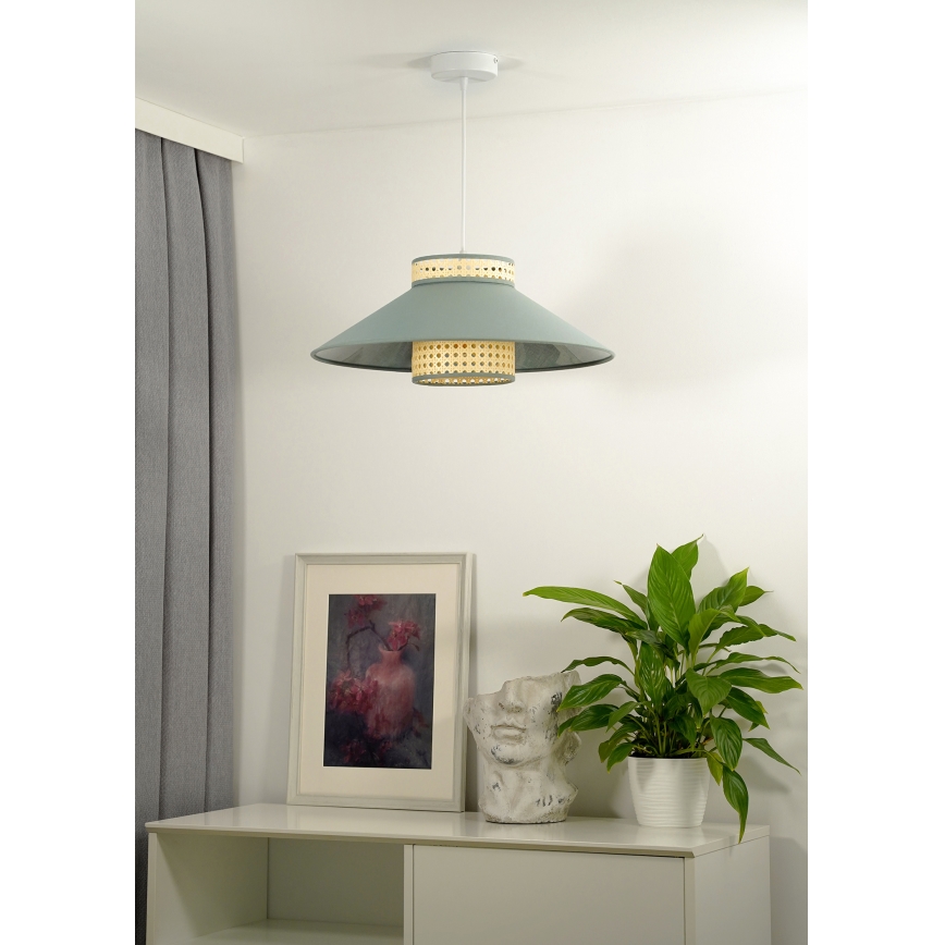 Duolla - Lühter RIO RATTAN 1xE27/15W/230V d. 45 cm roheline/rotang