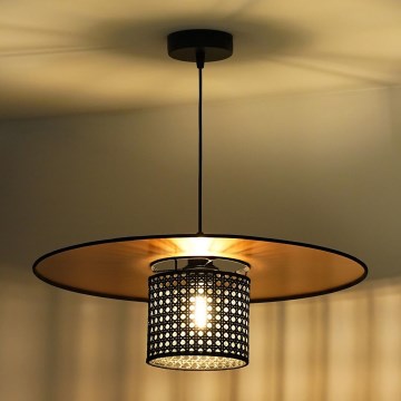 Duolla - Lühter TOKYO RATTAN 1xE27/15W/230V d. 50 cm kuldne/must