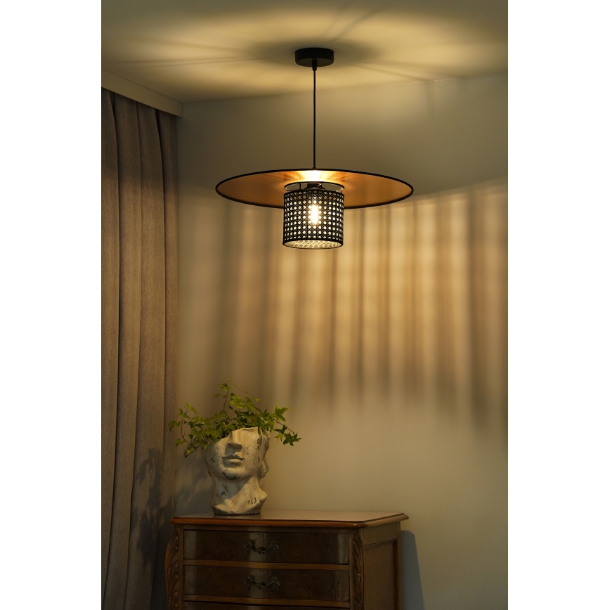Duolla - Lühter TOKYO RATTAN 1xE27/15W/230V d. 50 cm kuldne/must