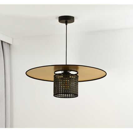 Duolla - Lühter TOKYO RATTAN 1xE27/15W/230V d. 50 cm kuldne/must
