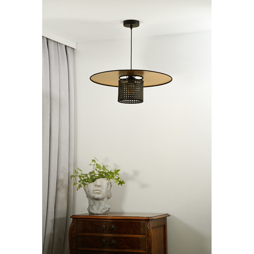 Duolla - Lühter TOKYO RATTAN 1xE27/15W/230V d. 50 cm kuldne/must