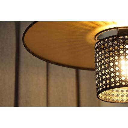Duolla - Lühter TOKYO RATTAN 1xE27/15W/230V d. 50 cm kuldne/must