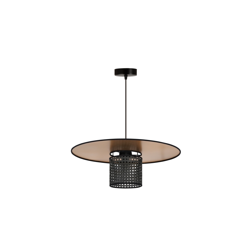 Duolla - Lühter TOKYO RATTAN 1xE27/15W/230V d. 50 cm kuldne/must