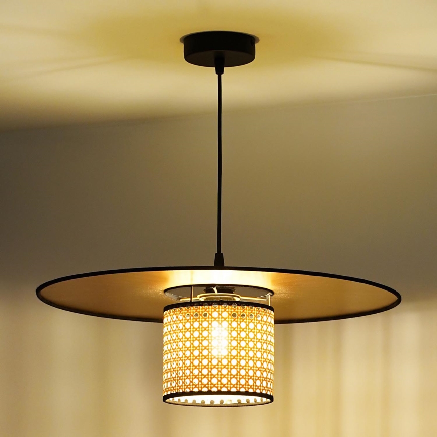Duolla - Lühter TOKYO RATTAN 1xE27/15W/230V d. 50 cm kuldne/rotang