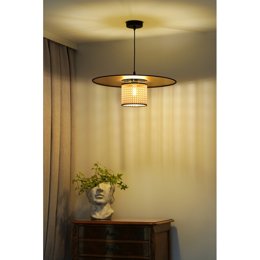 Duolla - Lühter TOKYO RATTAN 1xE27/15W/230V d. 50 cm kuldne/rotang