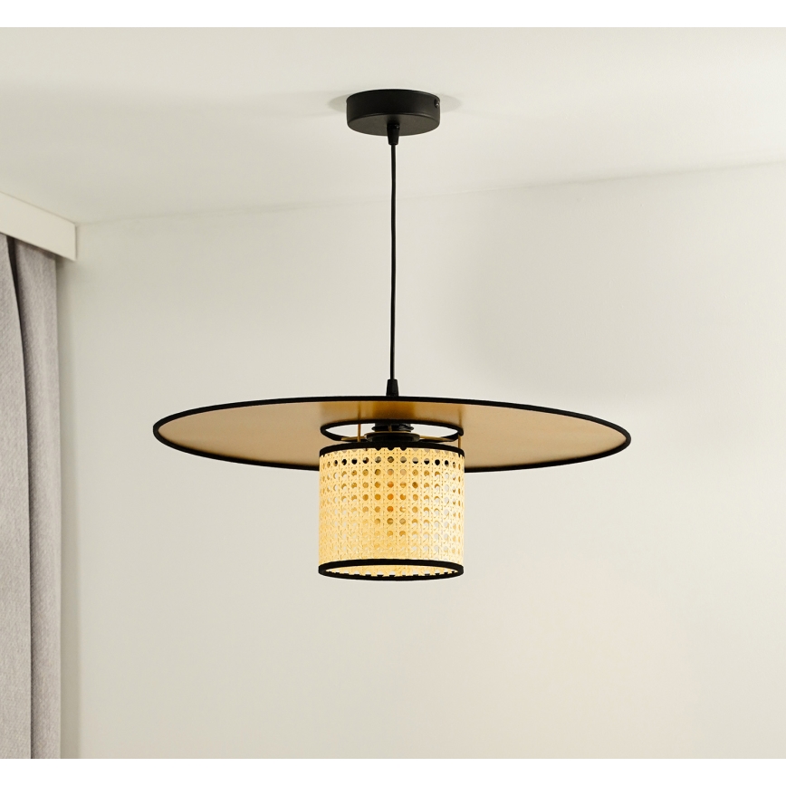 Duolla - Lühter TOKYO RATTAN 1xE27/15W/230V d. 50 cm kuldne/rotang