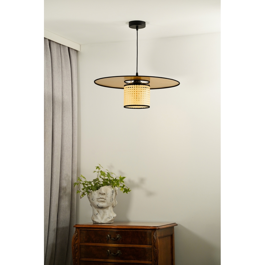 Duolla - Lühter TOKYO RATTAN 1xE27/15W/230V d. 50 cm kuldne/rotang
