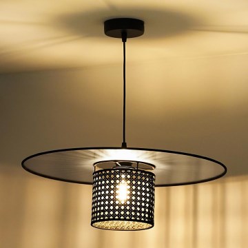 Duolla - Lühter TOKYO RATTAN 1xE27/15W/230V d. 50 cm must/hõbedane