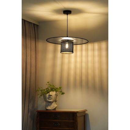 Duolla - Lühter TOKYO RATTAN 1xE27/15W/230V d. 50 cm must/hõbedane
