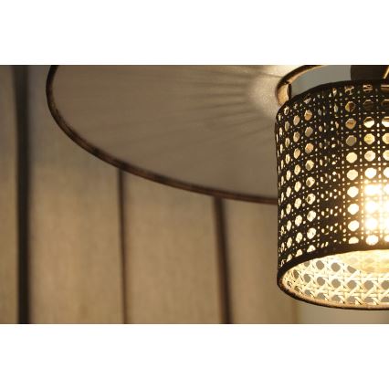 Duolla - Lühter TOKYO RATTAN 1xE27/15W/230V d. 50 cm must/hõbedane