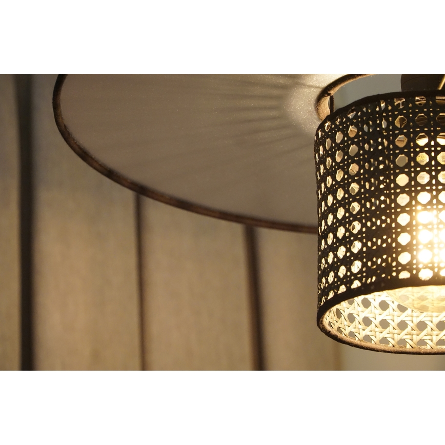 Duolla - Lühter TOKYO RATTAN 1xE27/15W/230V d. 50 cm must/hõbedane