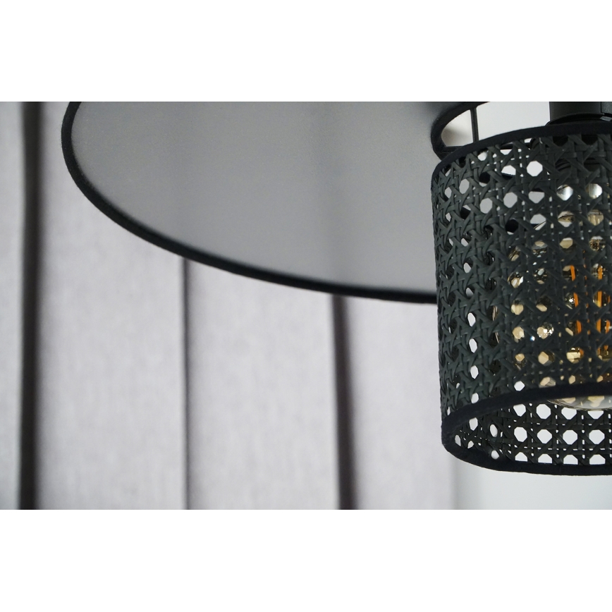Duolla - Lühter TOKYO RATTAN 1xE27/15W/230V d. 50 cm must/hõbedane