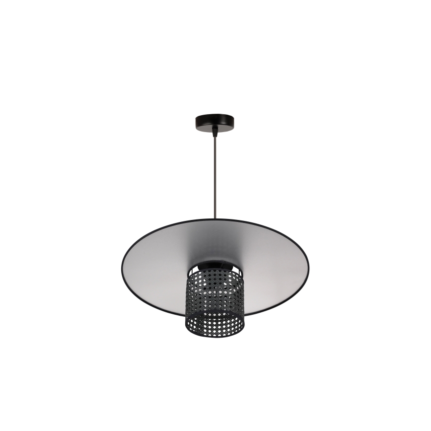Duolla - Lühter TOKYO RATTAN 1xE27/15W/230V d. 50 cm must/hõbedane