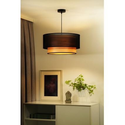 Duolla - Lühter WOOD BOHO 1xE27/15W/230V d. 45 cm must/beež