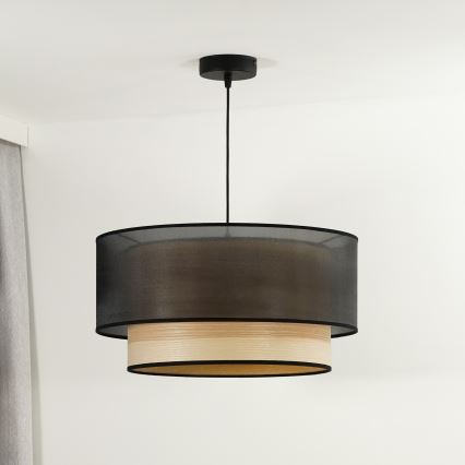 Duolla - Lühter WOOD BOHO 1xE27/15W/230V d. 45 cm must/beež