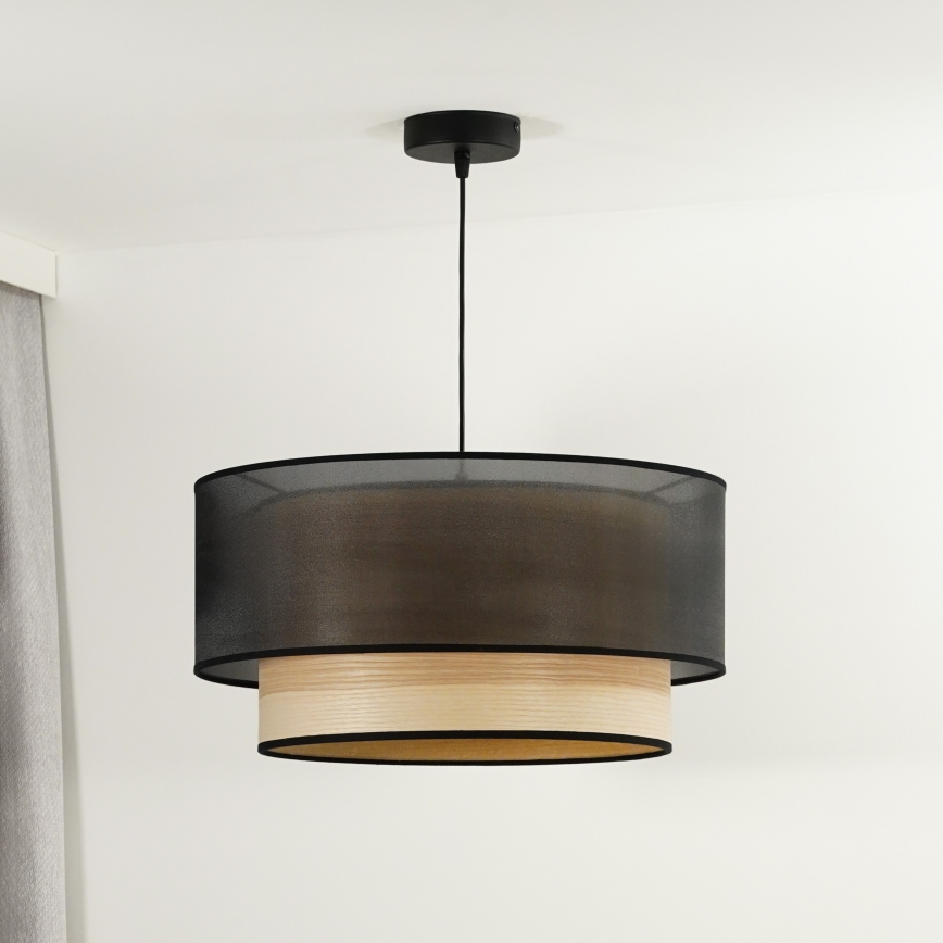 Duolla - Lühter WOOD BOHO 1xE27/15W/230V d. 45 cm must/beež