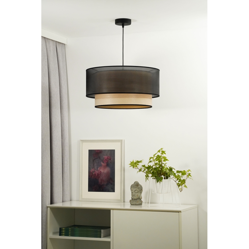 Duolla - Lühter WOOD BOHO 1xE27/15W/230V d. 45 cm must/beež
