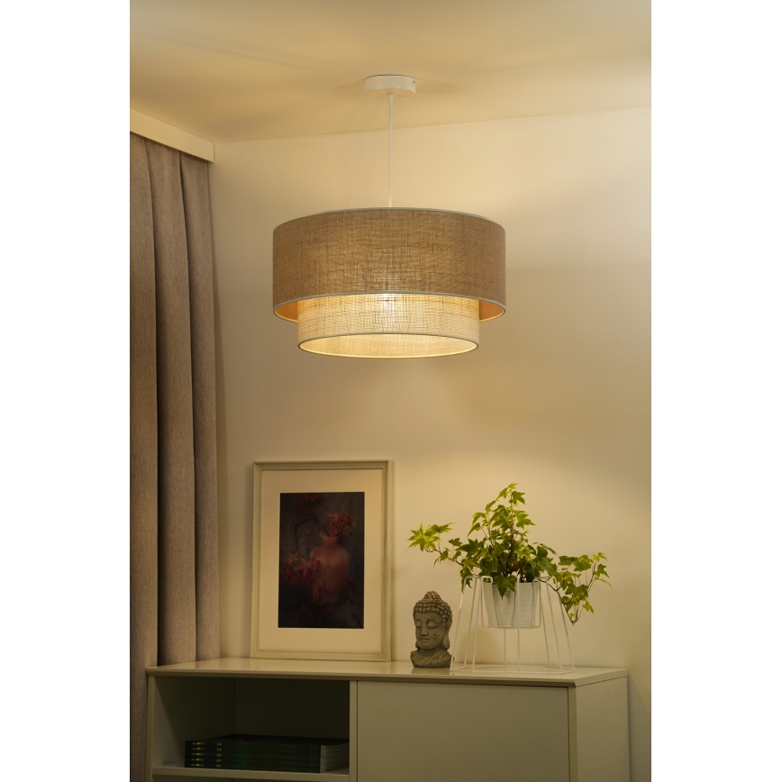 Duolla - Lühter YUTE BOHO 1xE27/15W/230V d. 45 cm pruun/kreemikas
