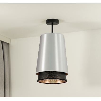 Duolla - Pinnale kinnitatav lühter BELL SHINY 1xE27/15W/230V d. 25 cm hõbedane/must