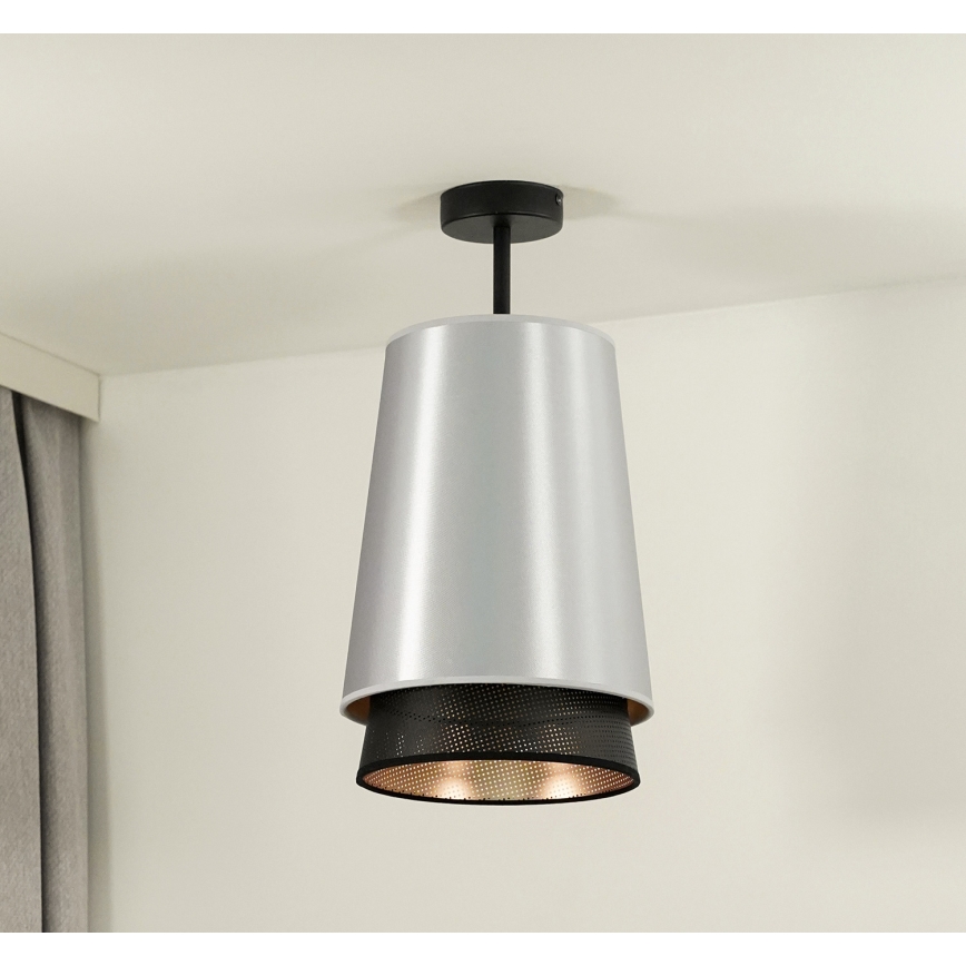 Duolla - Pinnale kinnitatav lühter BELL SHINY 1xE27/15W/230V d. 25 cm hõbedane/must