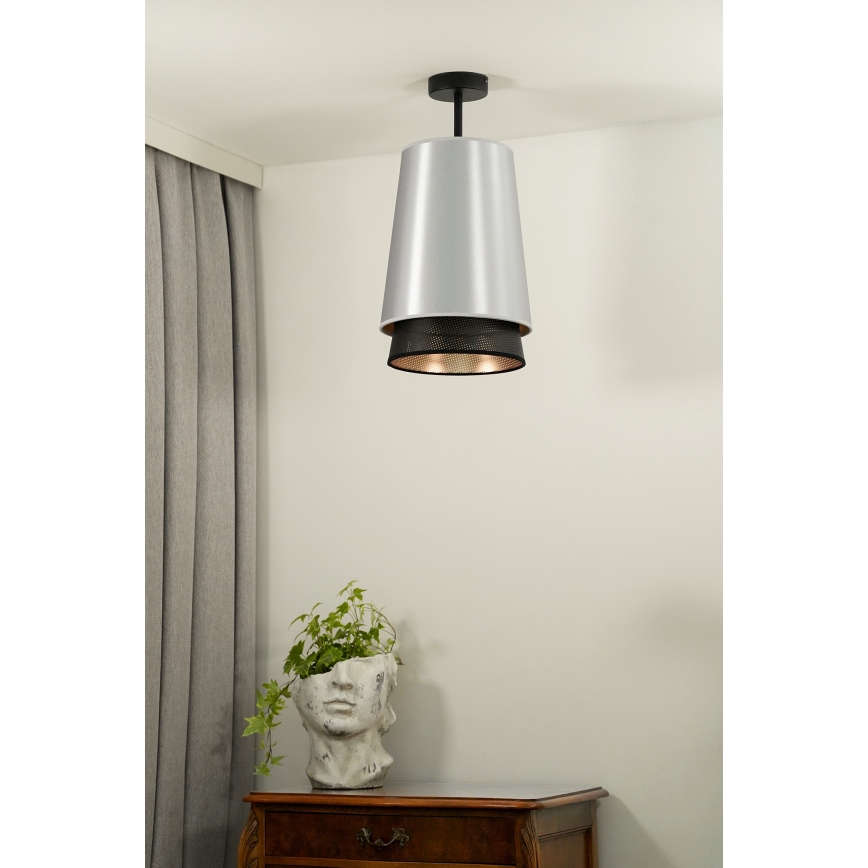 Duolla - Pinnale kinnitatav lühter BELL SHINY 1xE27/15W/230V d. 25 cm hõbedane/must
