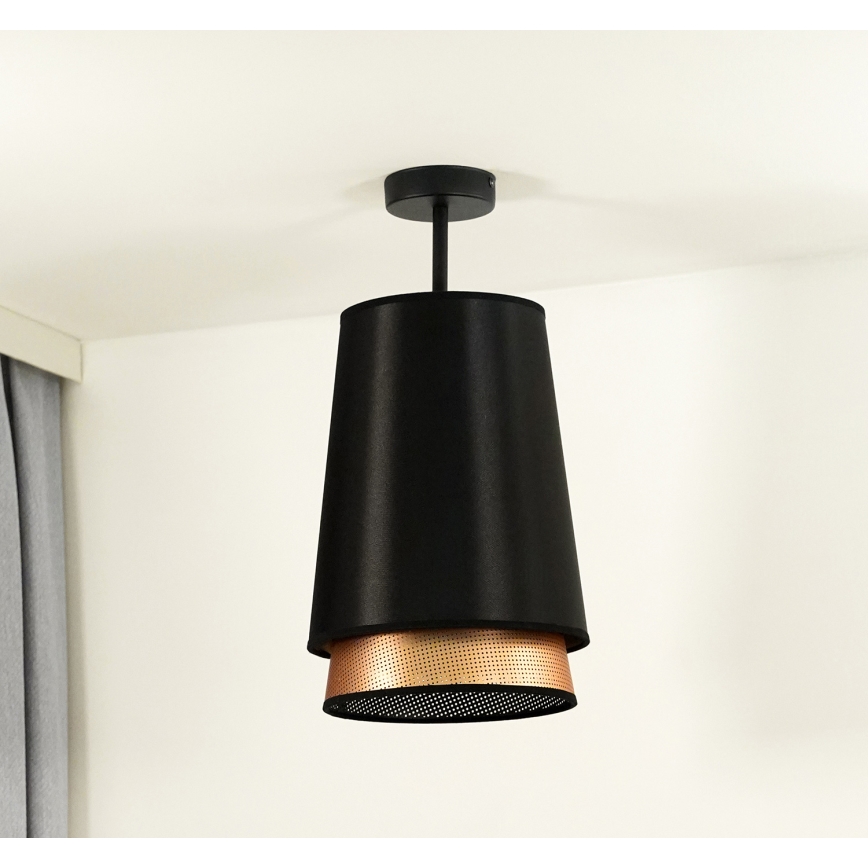 Duolla - Pinnale kinnitatav lühter BELL SHINY 1xE27/15W/230V d. 25 cm must/vask