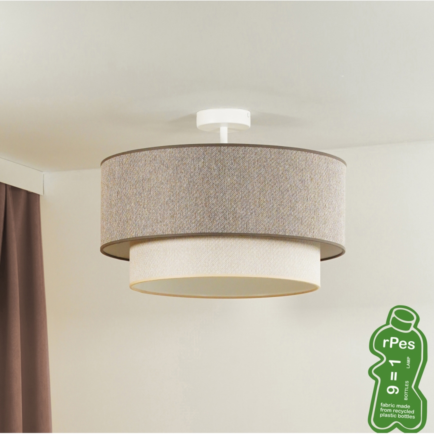 Duolla - Pinnale kinnitatav lühter BOHO ECO RECYCLING 1xE27/15W/230V d. 45 cm pruun/kreemikas