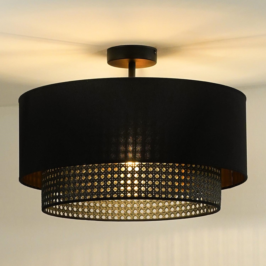 Duolla - Pinnale kinnitatav lühter BOHO RATTAN 1xE27/15W/230V d. 45 cm must