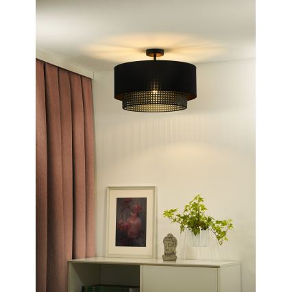 Duolla - Pinnale kinnitatav lühter BOHO RATTAN 1xE27/15W/230V d. 45 cm must
