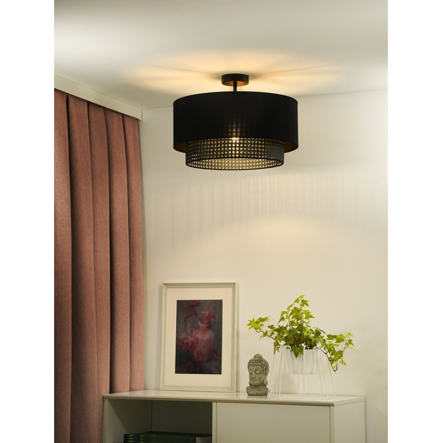Duolla - Pinnale kinnitatav lühter BOHO RATTAN 1xE27/15W/230V d. 45 cm must