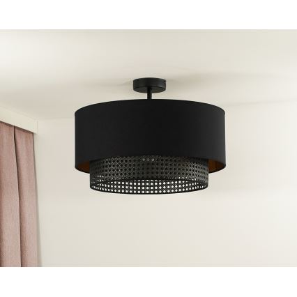 Duolla - Pinnale kinnitatav lühter BOHO RATTAN 1xE27/15W/230V d. 45 cm must