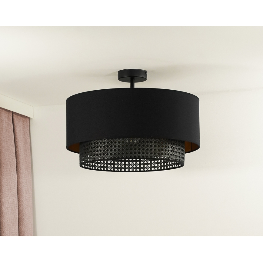 Duolla - Pinnale kinnitatav lühter BOHO RATTAN 1xE27/15W/230V d. 45 cm must