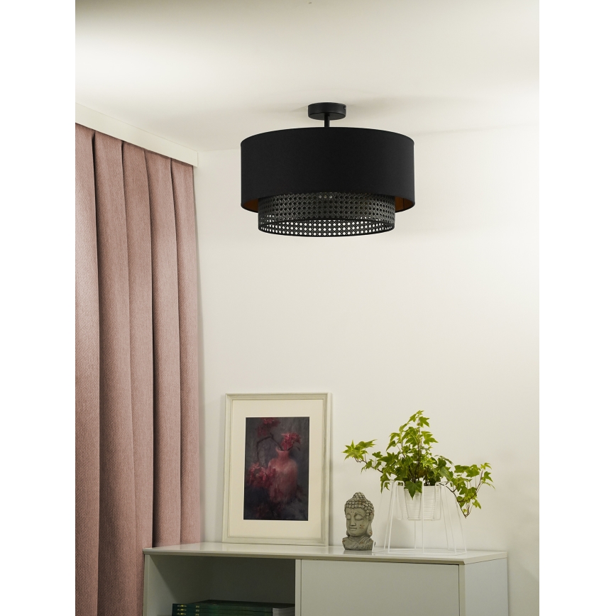 Duolla - Pinnale kinnitatav lühter BOHO RATTAN 1xE27/15W/230V d. 45 cm must
