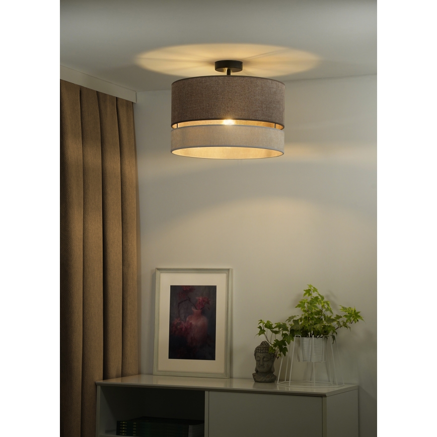 Duolla - Pinnale kinnitatav lühter DOUBLE 1xE27/15W/230V d. 40 cm pruun/hall