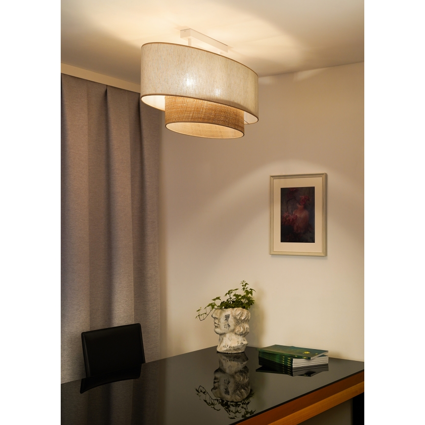Duolla - Pinnale kinnitatav lühter DOUBLE OVAL NATURE 2xE27/15W/230V kreemikas/beež