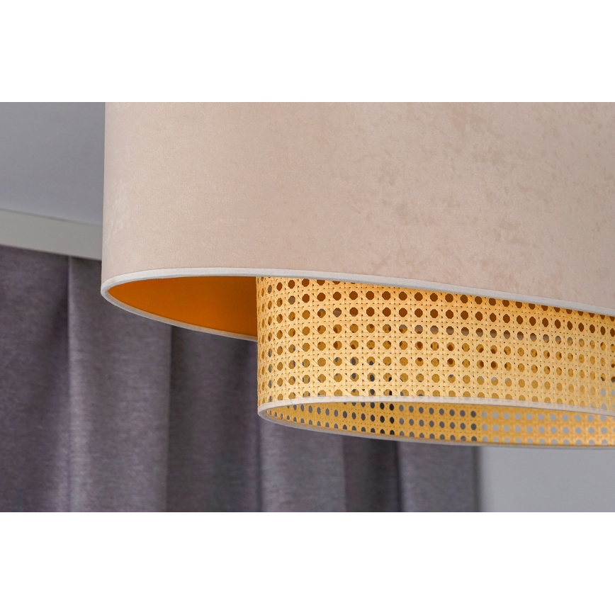 Duolla - Pinnale kinnitatav lühter DOUBLE OVAL RATTAN 2xE27/15W/230V kreemikas/rotang