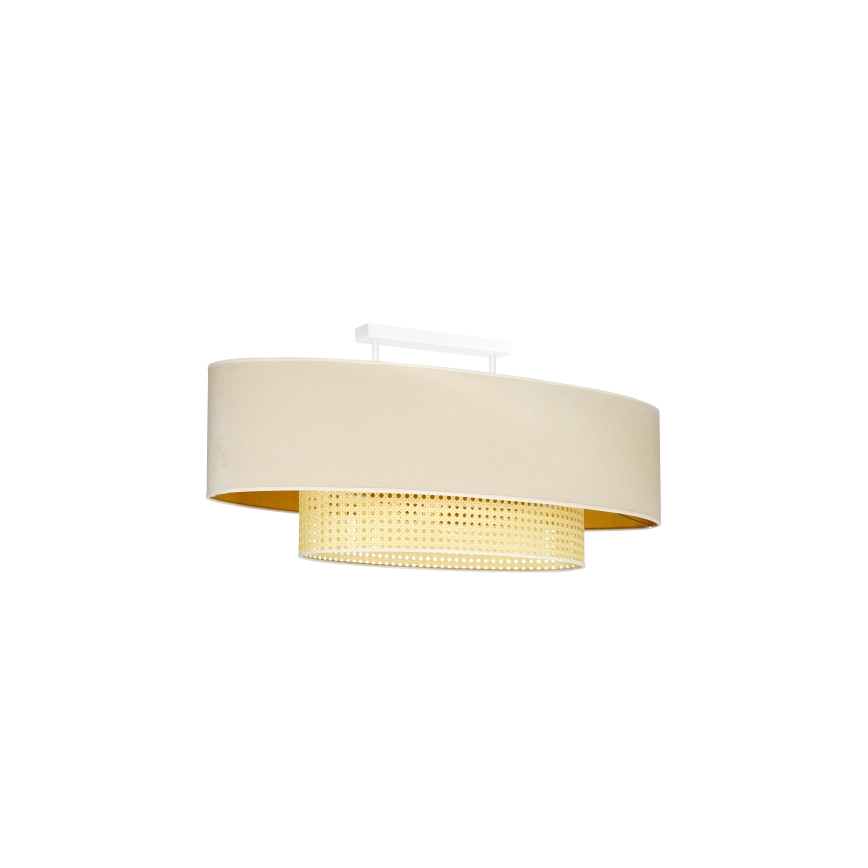 Duolla - Pinnale kinnitatav lühter DOUBLE OVAL RATTAN 2xE27/15W/230V kreemikas/rotang
