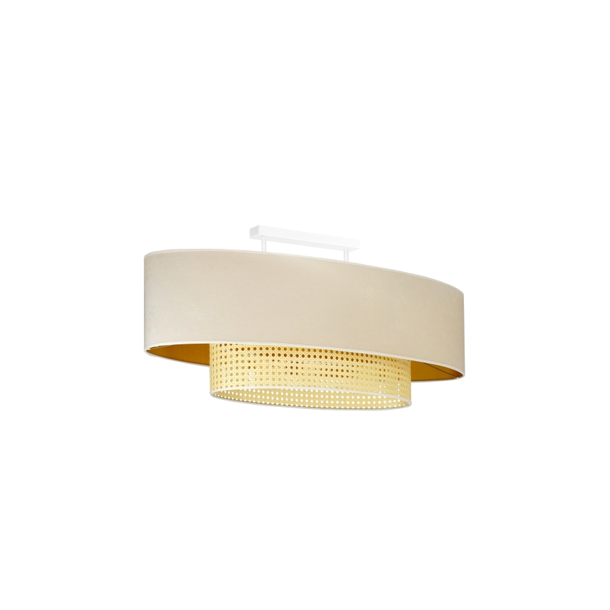 Duolla - Pinnale kinnitatav lühter DOUBLE OVAL RATTAN 2xE27/15W/230V kreemikas/rotang