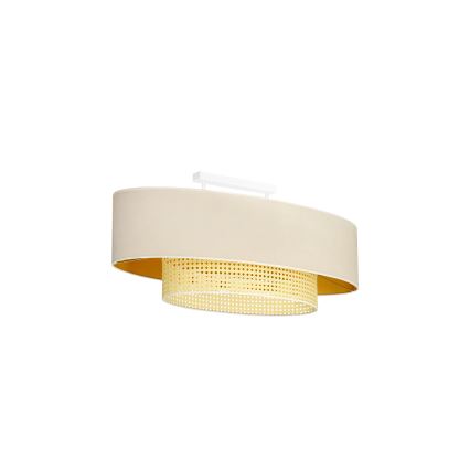 Duolla - Pinnale kinnitatav lühter DOUBLE OVAL RATTAN 2xE27/15W/230V kreemikas/rotang